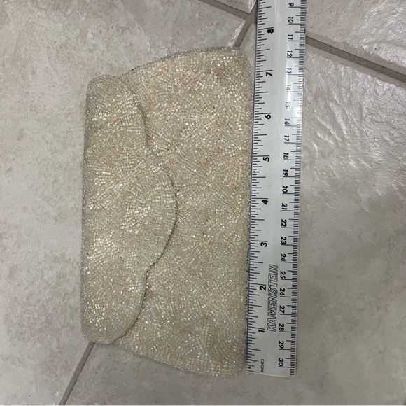 Vintage white beaded clutch see spot on back - Picture 6 of 6